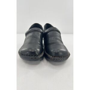 BOC Born Concept Shoes Women 8.5M Peggy Slip on Wedge Clogs BC3632 Black Leather